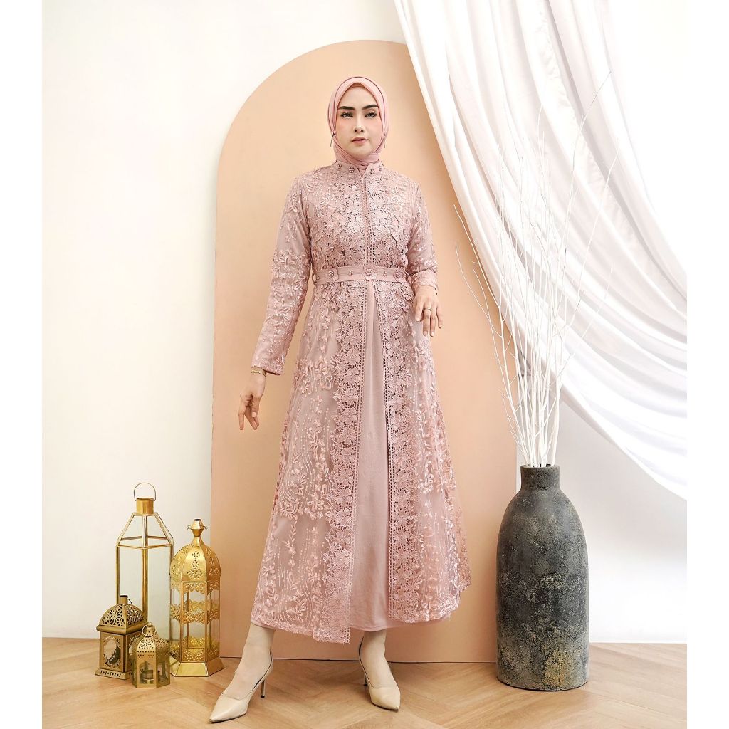 Model Baju Gamis Renda Brokat Cantik Terbaru - 903