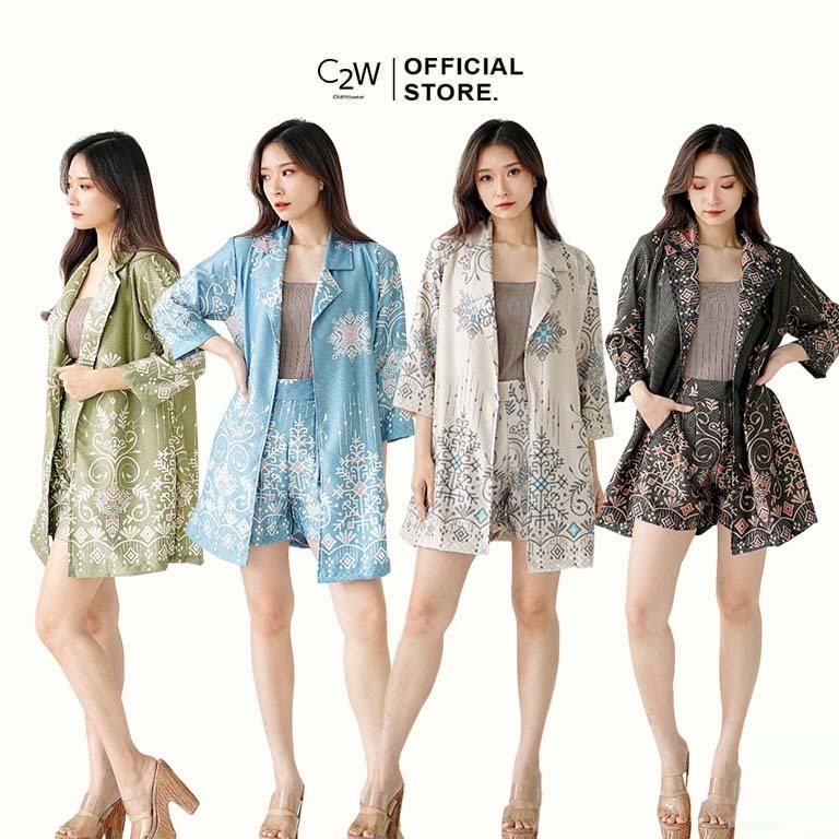 C2W Clothtowear Set Batik Wanita All Size Satin Women's Clothes 996-CBP
