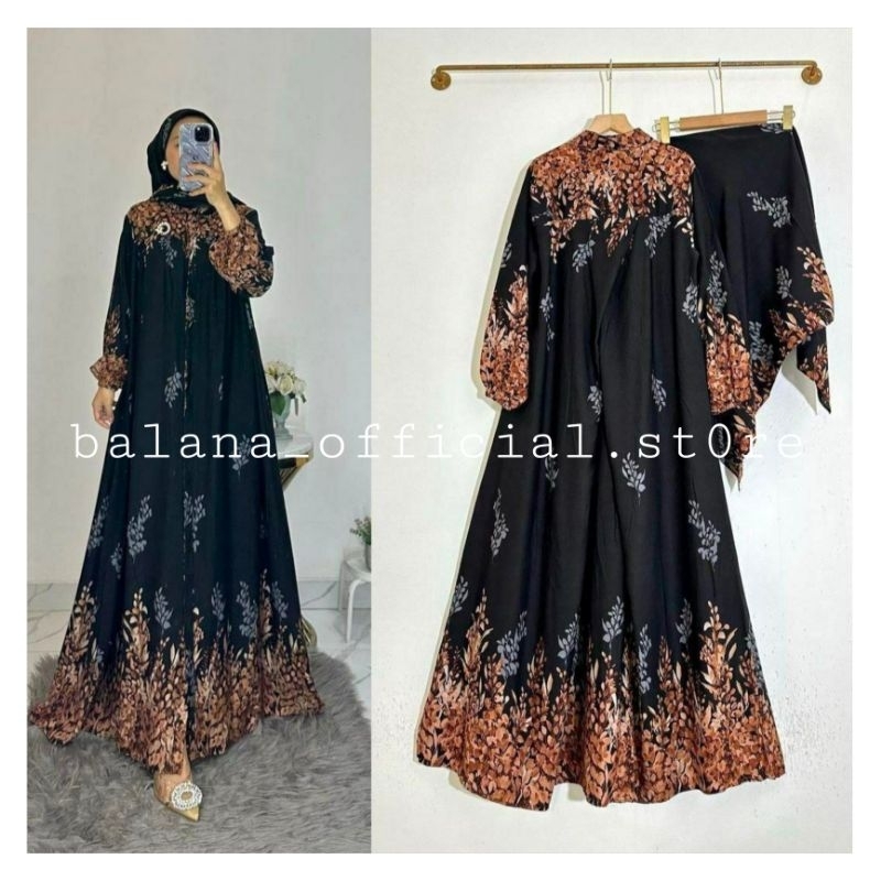 Gamis set hijab grade a diamon busui kancing depan terbaru kekinian