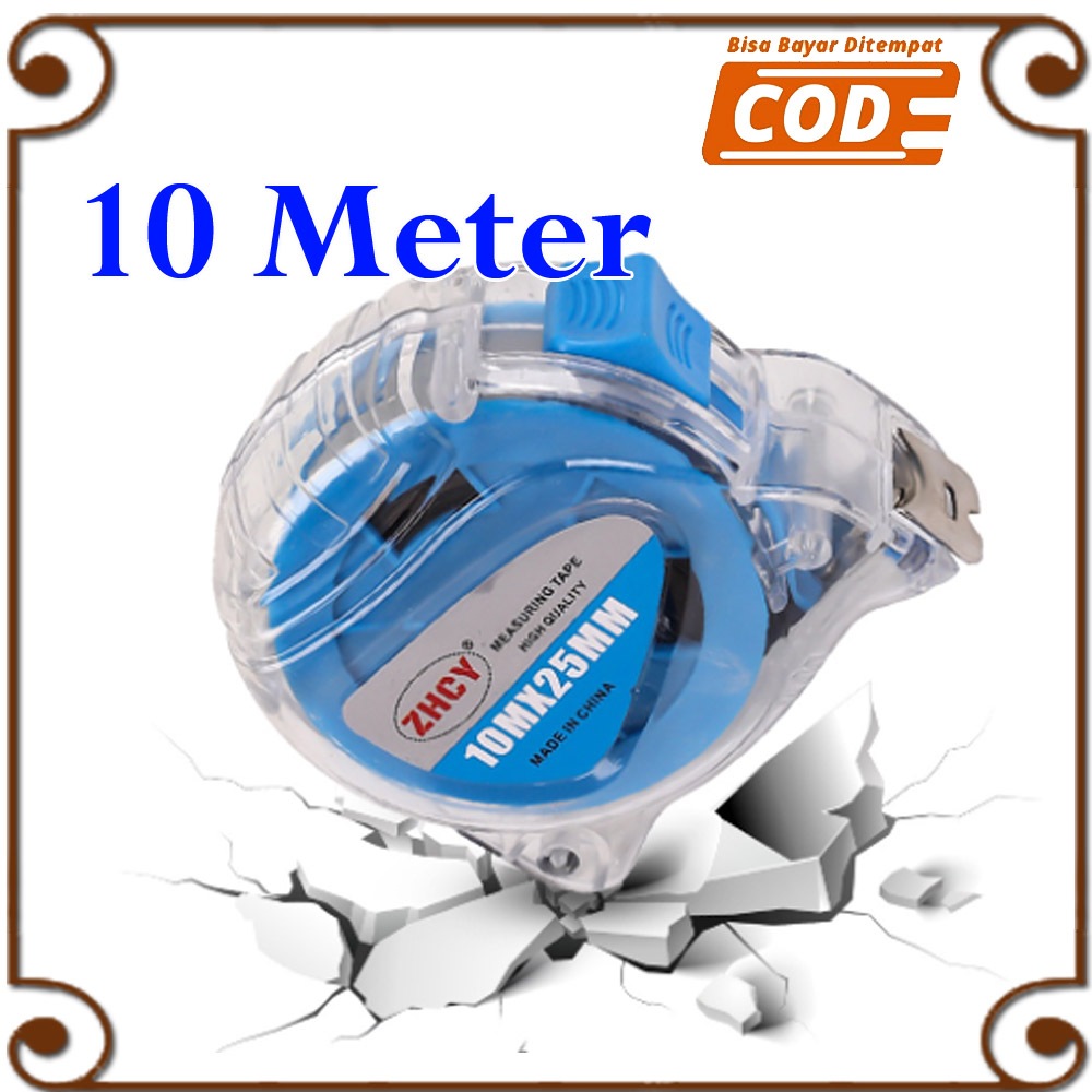 Meteran Bangunan Roll 10M Transparan Alat Ukur 10 Meter Stainless Meteran Gulung