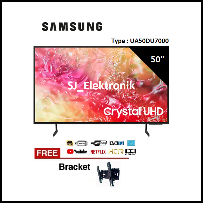 Braket + Samsung 50DU7000 - LED TV 50 Inch UA50DU7000 Crystal UHD DU7000 4K Smart TV