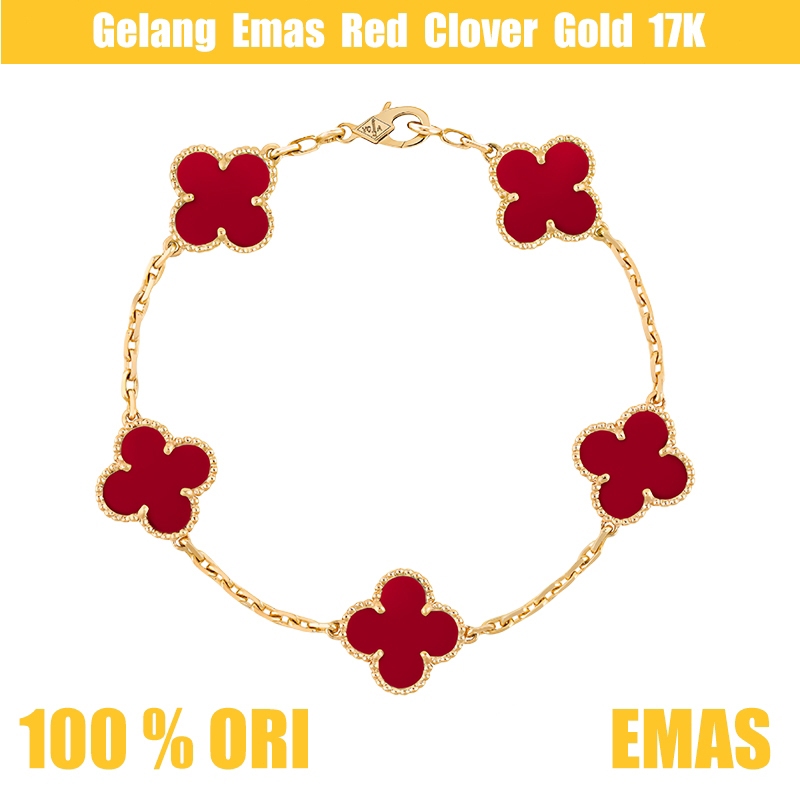 Sema & Arpel - Gelang Emas 17K, Gelang Semanggi Akik Wanita, Gelang Clover