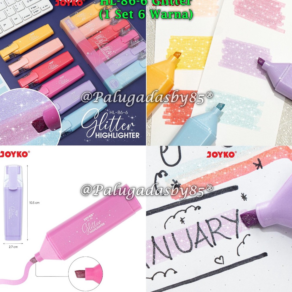 

1 Set Isi 6 Warna GROSIR Highlighter JOYKO HL866 Glitter Penanda Berwarna Highlighter Joyko HL86 6 Warna Glitter Joyko HL86 6 Joyko HL866 Joyko HL86 6 KODE O3J3