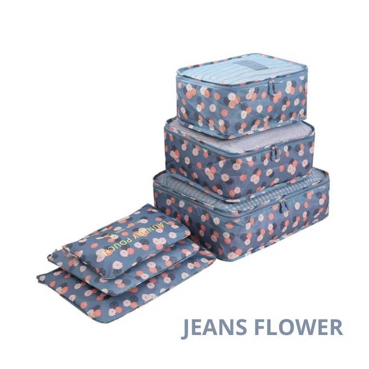 KODE L94B Km52 2 Travel Bag 6in1Set Storage Baju Organizer Koper Travelling Motif