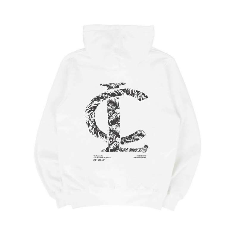 [ Berkualitas ] Hoodie Celcius Waves Monogram Logo Graphic Putih