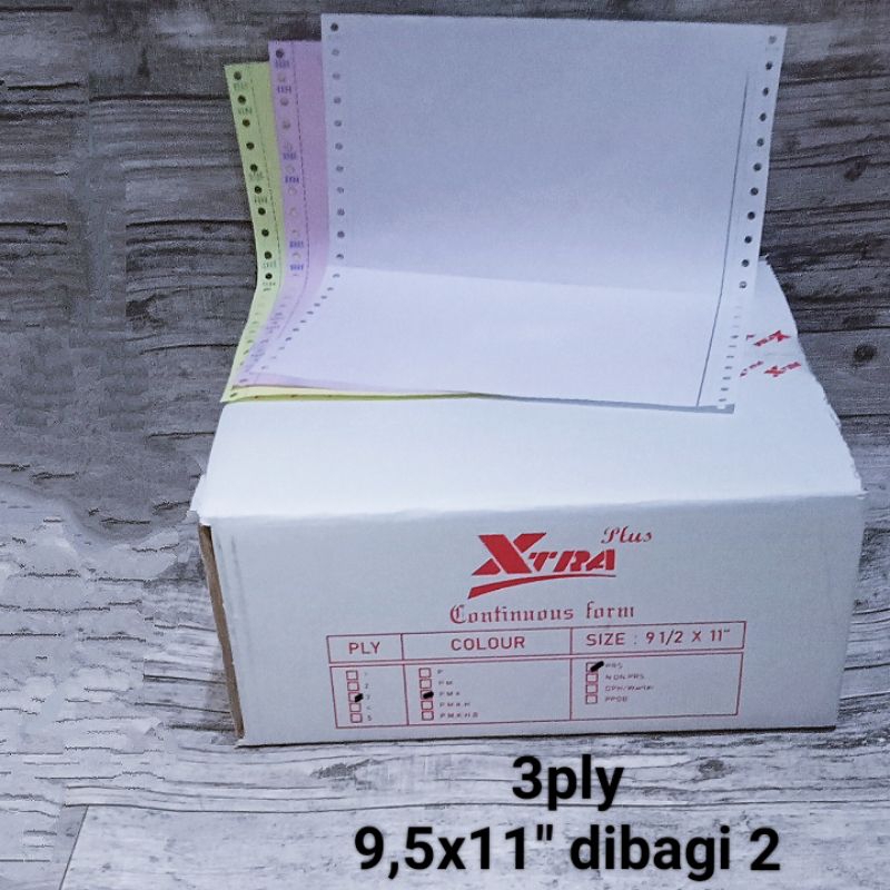 

kertas continous 500 set 3ply 9.5x11" dibagi 2