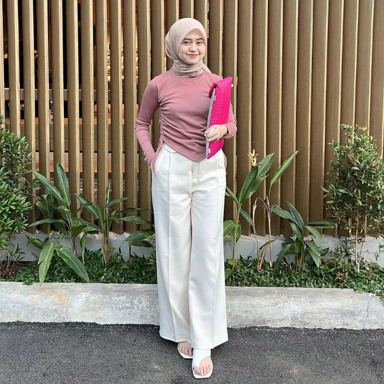 atasan wanita baju serut samping style muslim korea