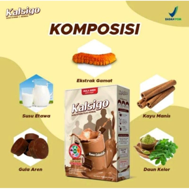 

KALSIGO Susu Kambing Etawa plus Herbal Susu Enak Rasa Coklat 200gr