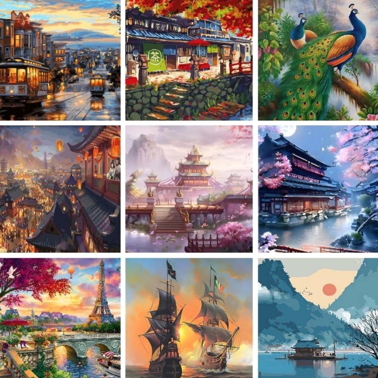 

KODE V3J4 READY STOCK 4x5cm DIY Paint By Numbers Oil Painting Kit Canvas Paint by Numbers Terbaru