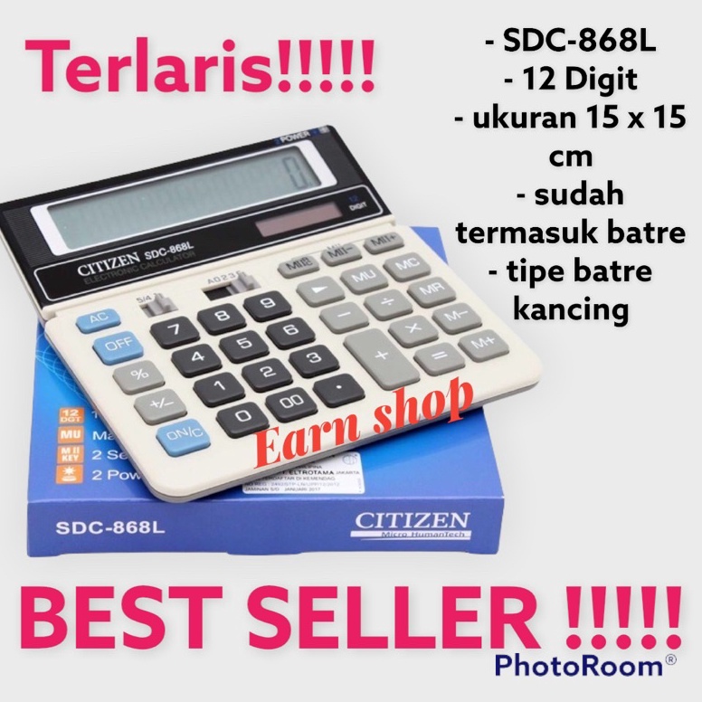 

Citizen Calculator SDC868L 12 digit Kalkulator Desktop Meja Kantor SDC 868L Citizen KODE N3X2