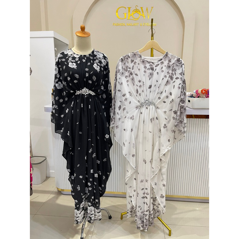 B3 Kaftan Motif Bunga/Kaftan Hitam Motif/Kaftan Putih Motif