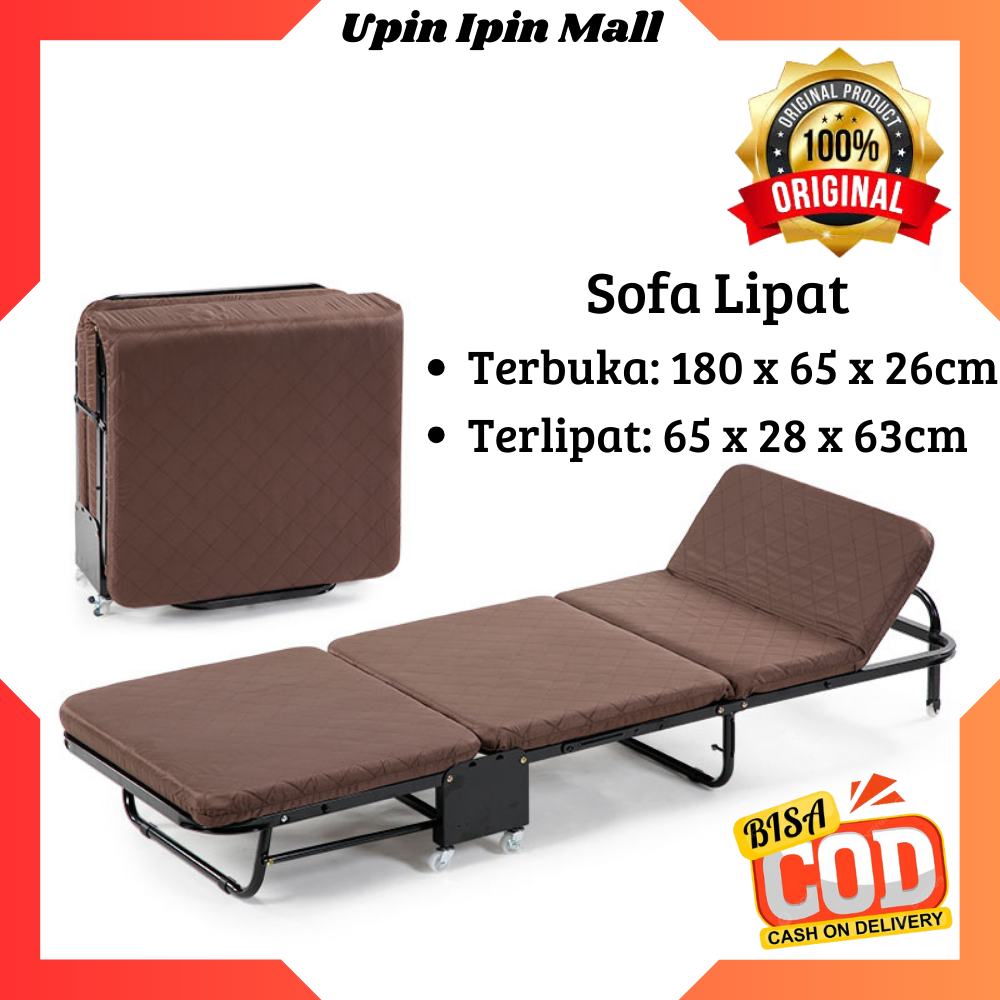Ranjang Lipat Folding Bed Kursi Santai Roda Ergonomis Single Folding Bed Sofa Lipat Multifungsi