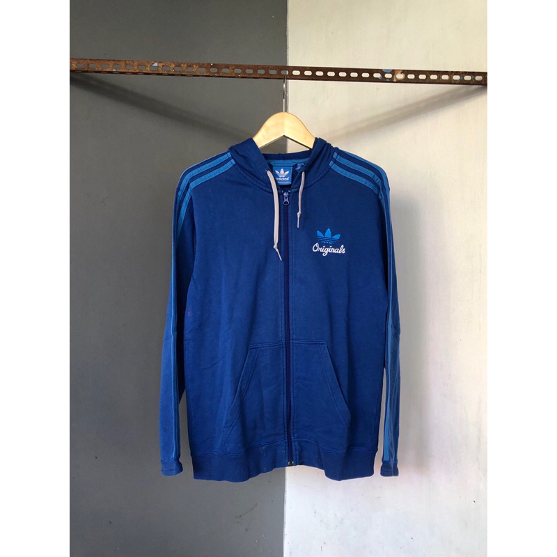 Adidas Original Blue Hoodie Zipper Jacket
