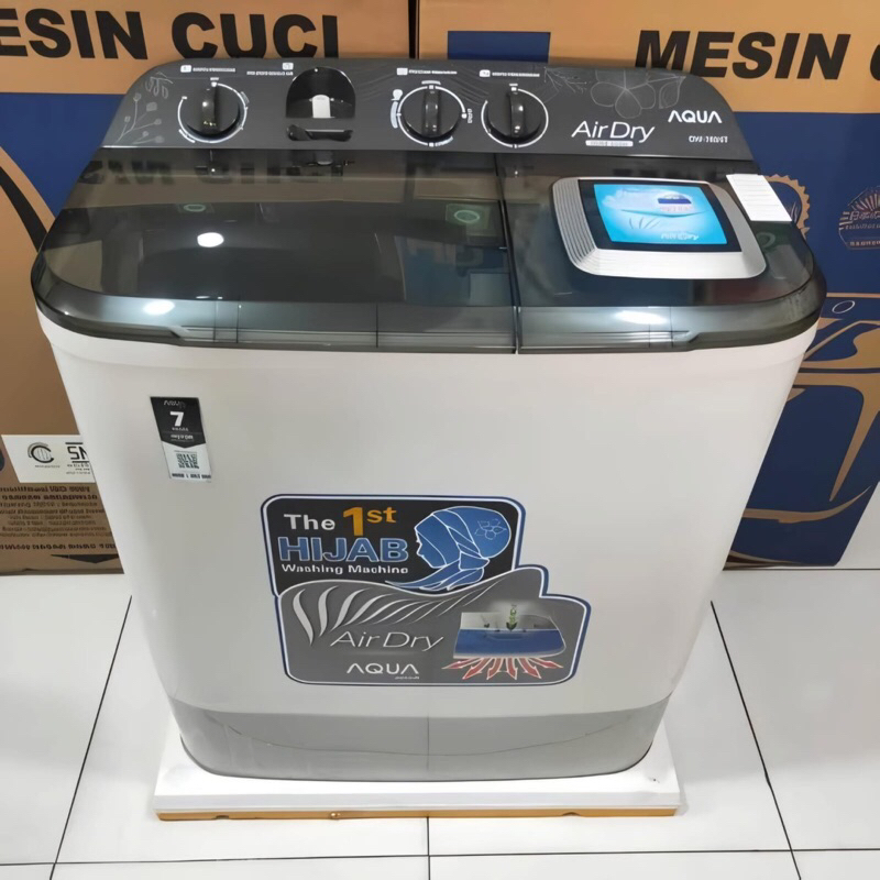 Mesin cuci aqua 7kg 2 tabung 760XT Mesin cuci 2 tabung aqua 7kg tutup transparan