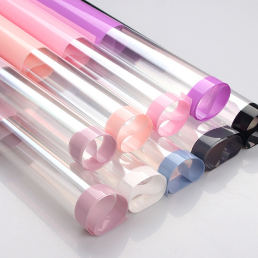 

Wah 2 LEMBAR Kertas Buket Cellophane Flower Wrapping Paper Color Frame Transparan List KB654