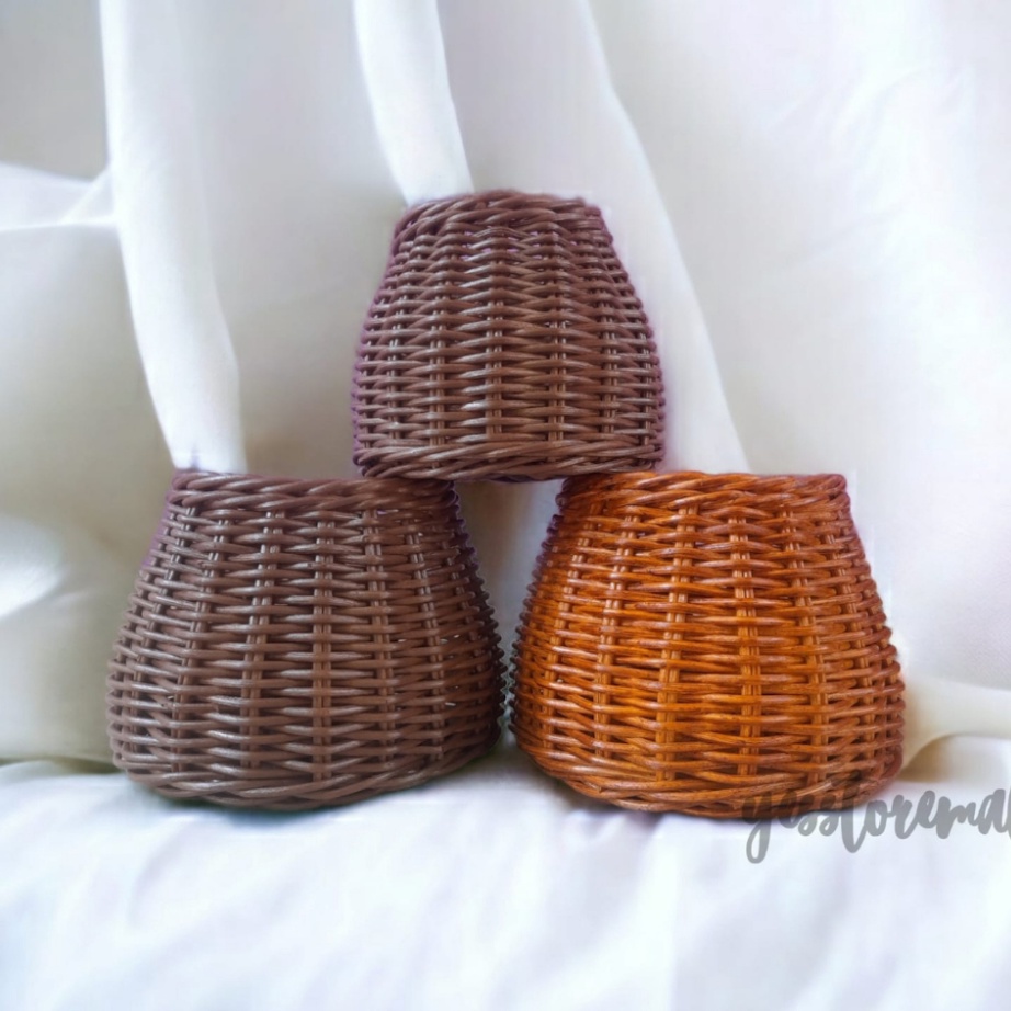 Cashback vas bunga bulat rotan keranjang rotan bulat wadah telur