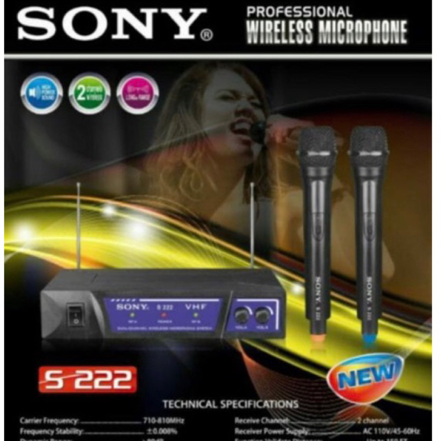 microphone wireles sony 222-mic tanpa kabel dua mic SONY S-222