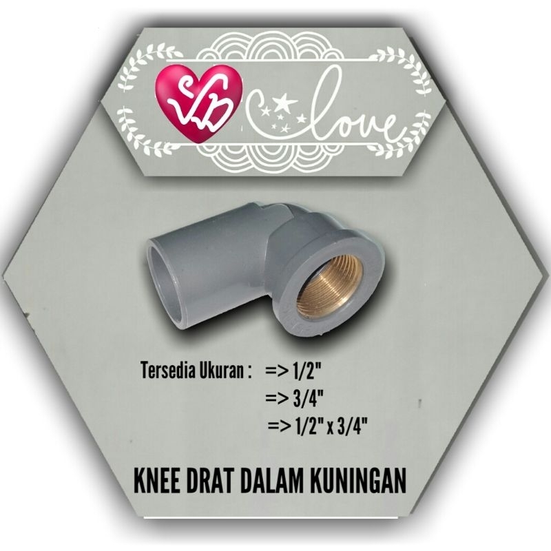 Knee Drat Dalam 1/2" x 3/4" TS F-Knee Drat Dalam Kuningan