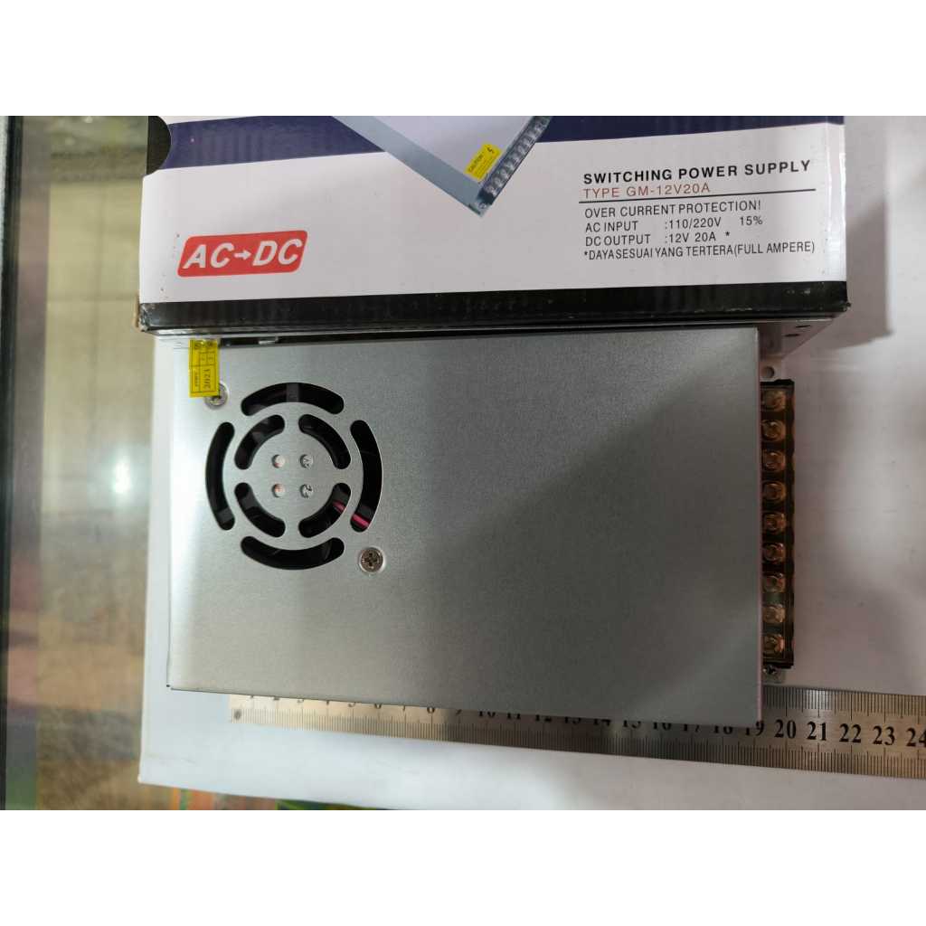 Power supply jaring adaptor DC 12V 20A GM / Switching GM 12V 20A ORIGINAL