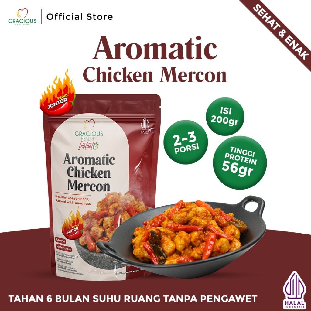 

Chicken Mercon Jontor Aromatic - Kaya Protein 56gr (Makanan Siap Saji Sehat Tanpa Pengawet)