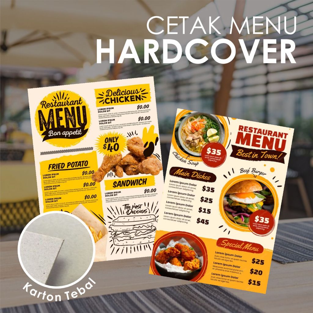 

Cetak Menu Tebal Hardcover A4 Custom