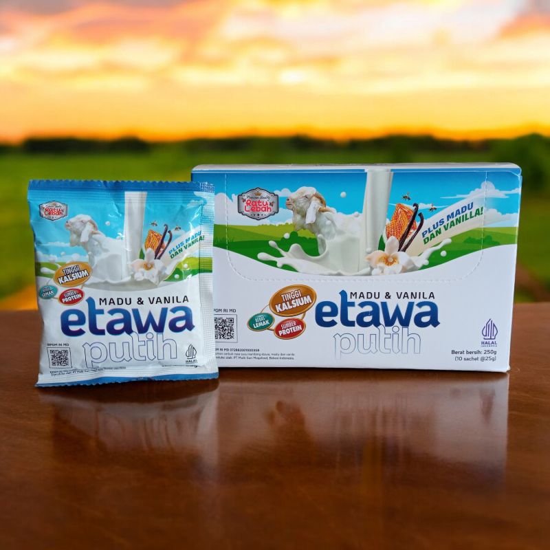 

Susu Kambing Etawa Putih Madu & Vanila Ratu Lebah 1 Box 10 Sachet