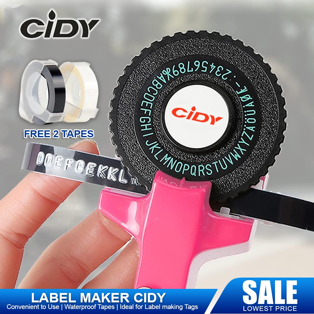 

Label Maker Cidy Manual with FREE 2 TAPES (9mm x 3mtrs) Manual Typewriter Tape Embossing Label Maker