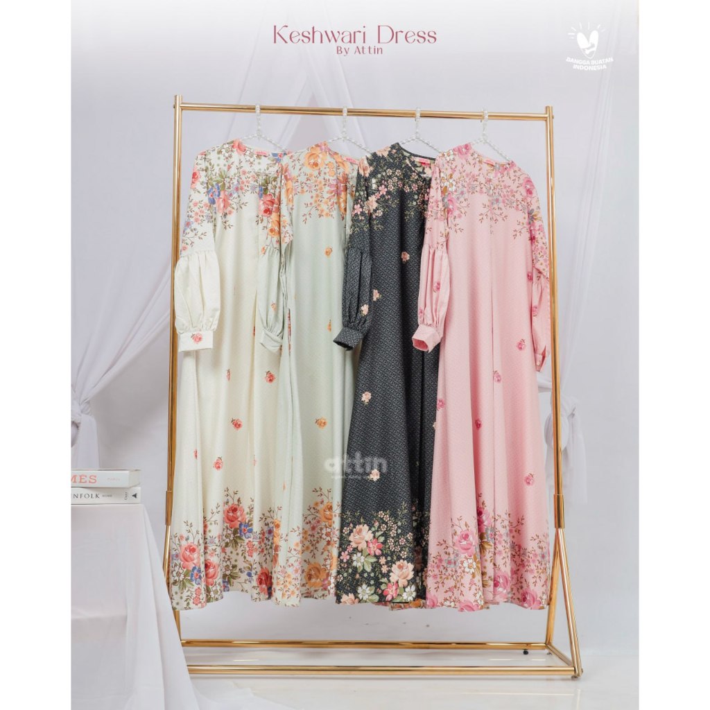 Keshwari dress | Gamis wanita motif orzala lux adem halus lembut by attin