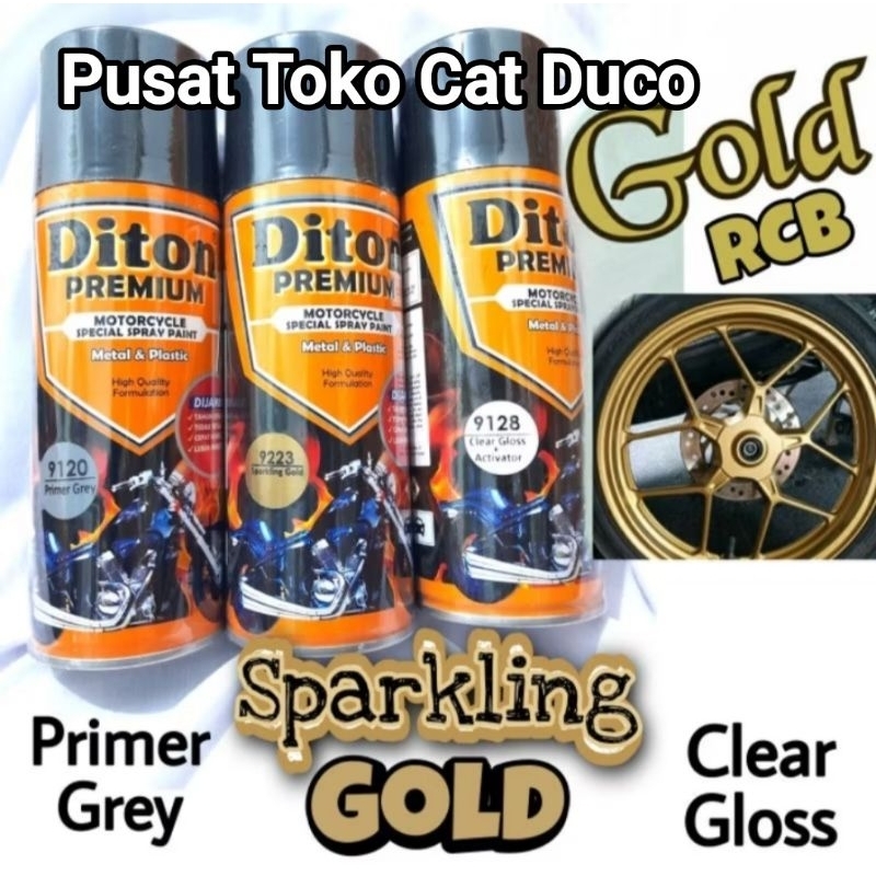 Cat Pylox Diton Premium Sparkling Gold Isi 3.9120+9223+9128 paket RCB Gold Diton premium 400cc isi 3