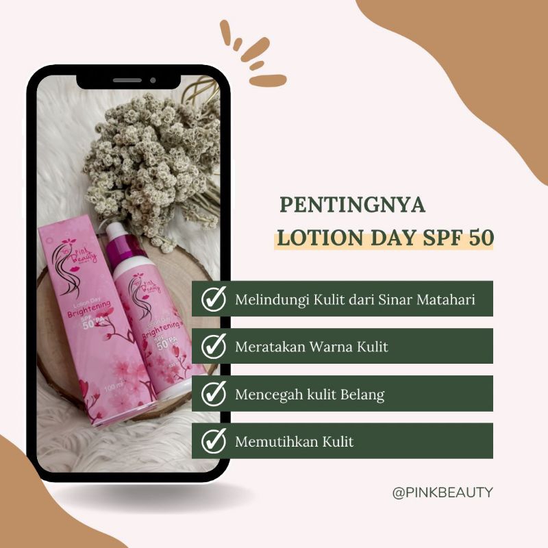 NEW BODY LOTION DAY PINK BEAUTY/HB GLO SUNBLOK SPF 50