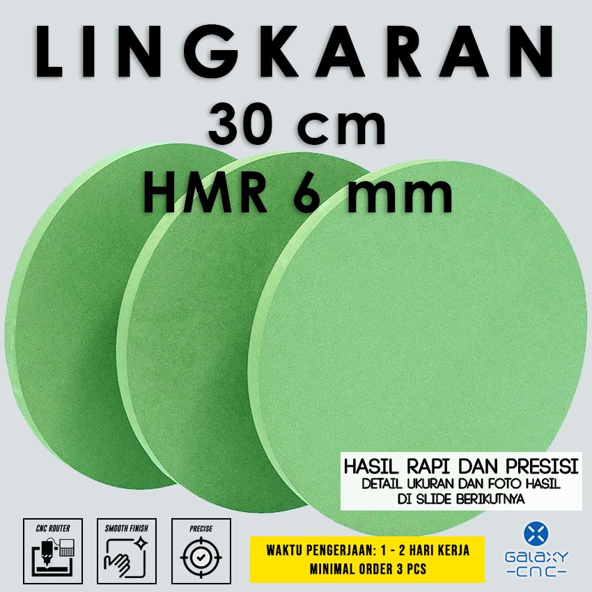 Lingkaran 30 cm - HMR 6 mm - Papan MDF hijau / HMR