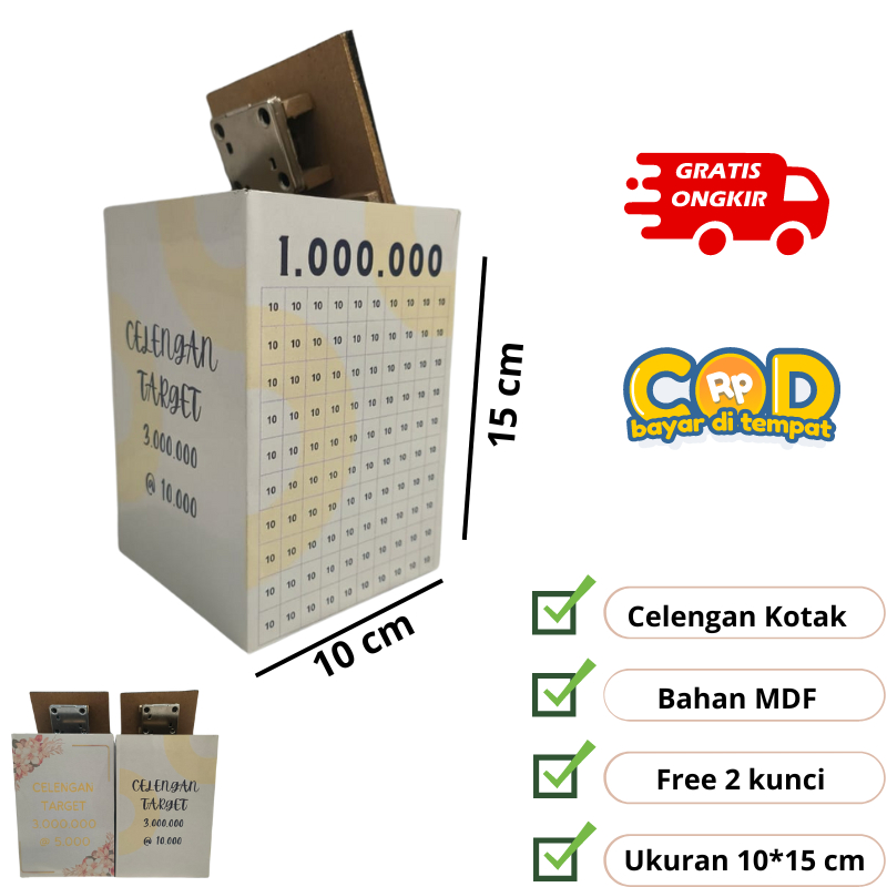 CELENGAN TARGET 3 JUTA PECAHAN 5K 10K CELENGAN TARGET KUNCI SEDANG CELENGAN 10X15 CM