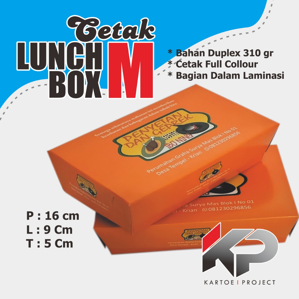 

CETAK LUNCH BOX M, CETAK DUS NASI , DUS GEPREK, CUSTOME LUNCH BOX M