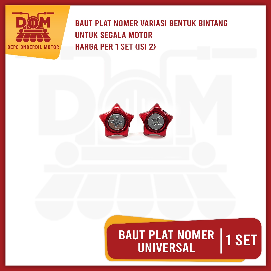 Baut Plat Nomer Obengan Bintang (SET ISI 2) - Baut Ring Variasi Model Bintang Untuk Plat Nomer Univ