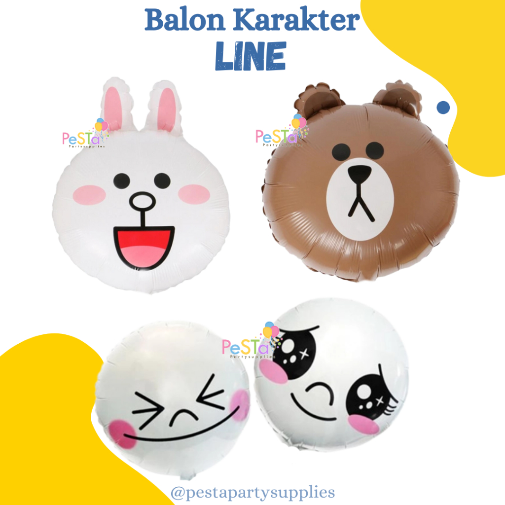 Balon Foil Tema Line Friend Karakter Conny-Moon-Brown/Line Friend Balloon_PeSTa Partysupplies