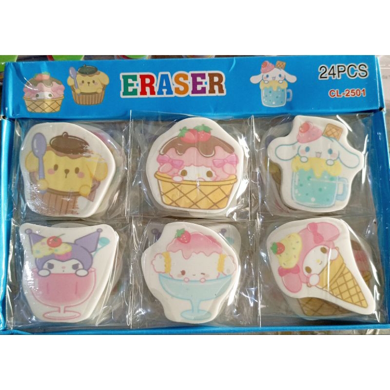 

24 pc Penghapus murah Sanrio Purin Kuromi Cinamoroll Melody Pochacco