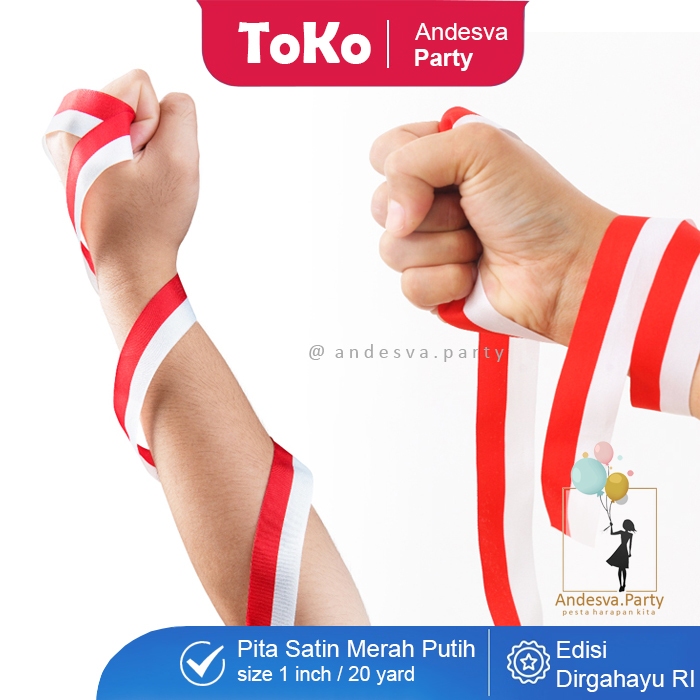 

Louay_Idstore Pita Satin Merah Putih 1 Inci / Hiasan 17 Agustus / Hut Ri / Pita Kain /Pita Hiasan