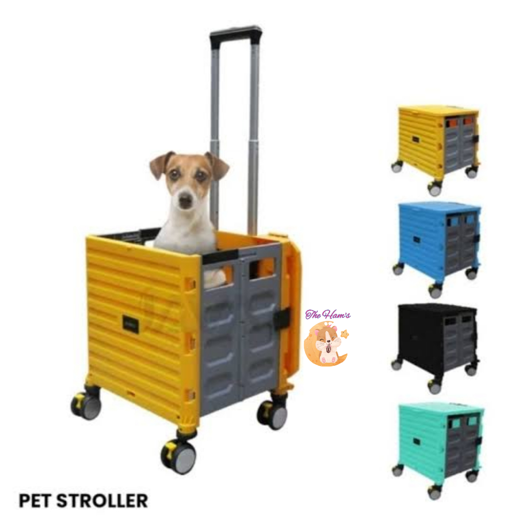 (The Hams) Trolley Box Anjing Kucing Ukuran Besar Troli Lipat Stroller Keranjang Belanja Sayur