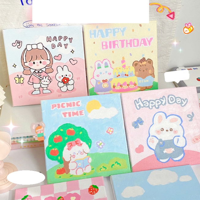 

IMPOR TERBARU DIY Canvas Painting By Number Kanvas 2x2 mewarnai dengan huruf free cat dan kuas