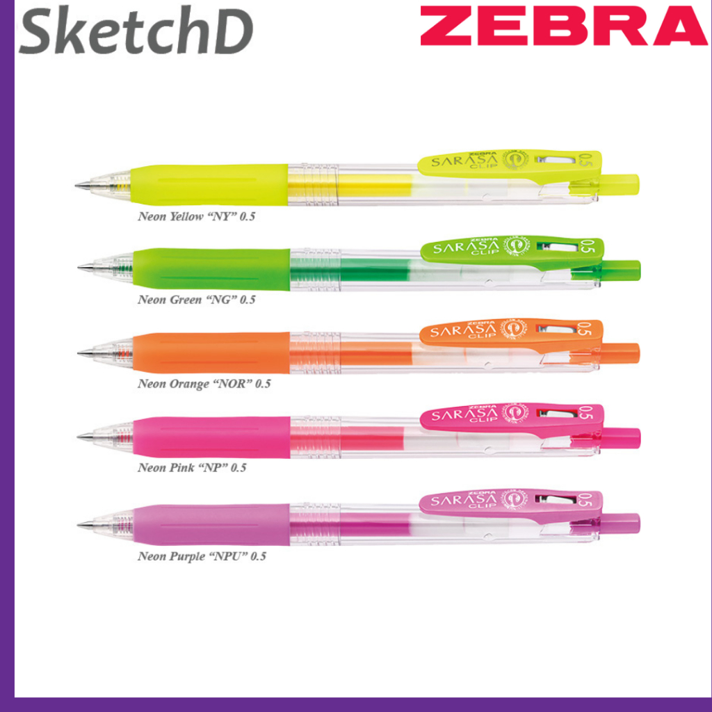 

Pulpen Zebra Sarasa Clip 05 Warna NEON Color Gel Pen 0.5 mm