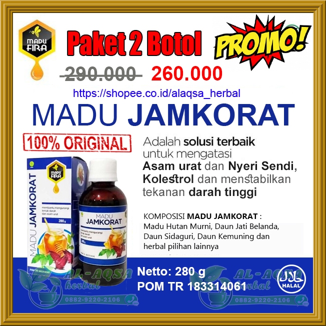 

COD Madu Jamkorat Paket 2 botol madu Kolestorl dan asam urat
