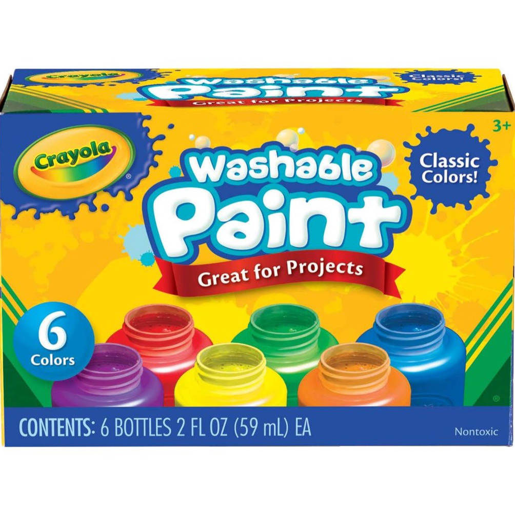 

CRAYOLA 6 Ct Washable Kids Paint 2 fl Oz Bottles y R3G9