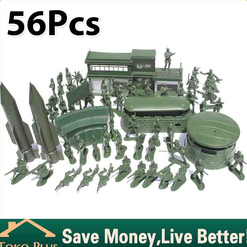 KODE W7Q 56Pcs Mainan figure Tentara Set Plastik Murah  Mainan Tentara Tentaraan Military Mainan Ten