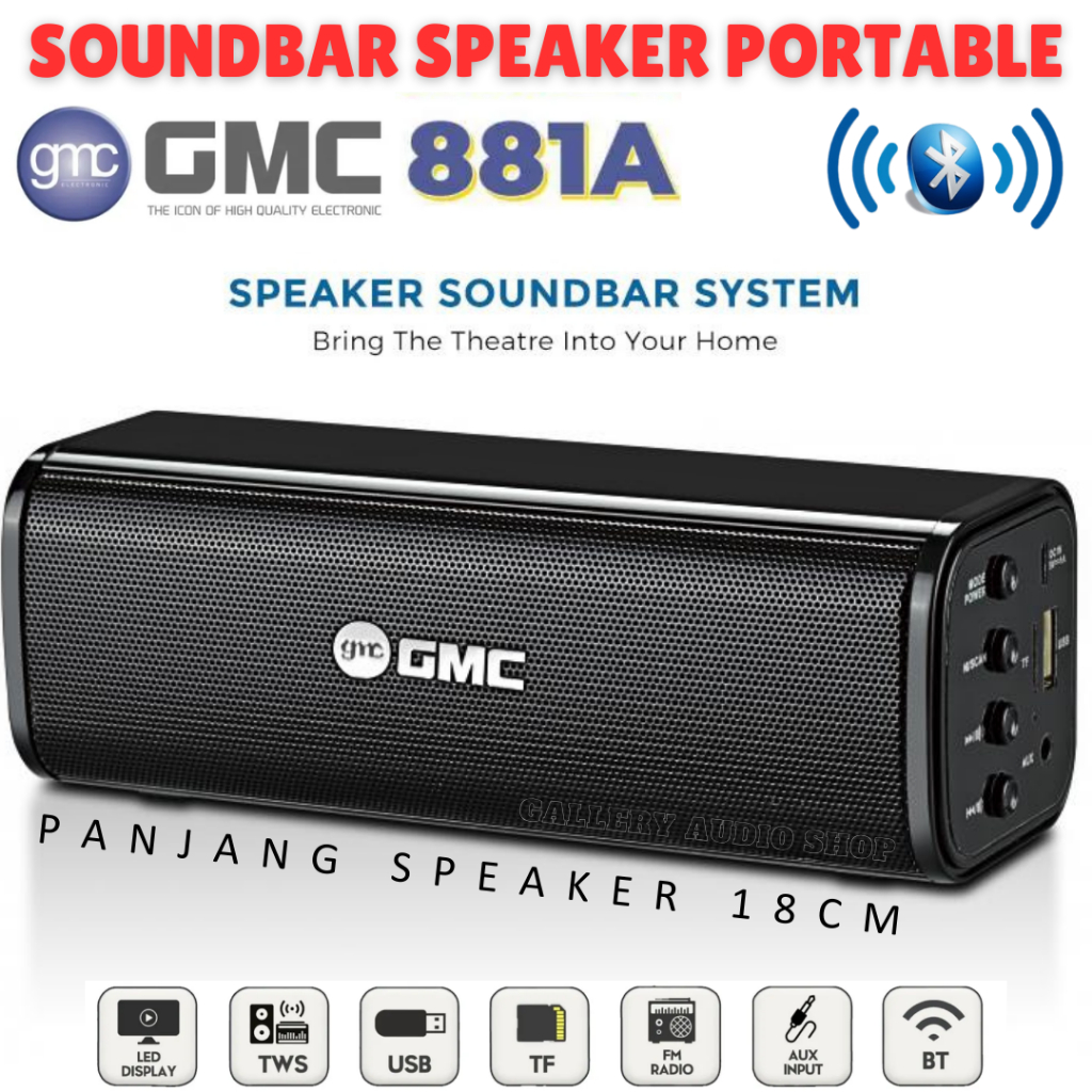 SPEAKER MULTIMEDIA/SPEAKER PORTABLE GMC 881A BLUETOOTH - SUARA BASS | Speaker Aktif Portable Full Ba