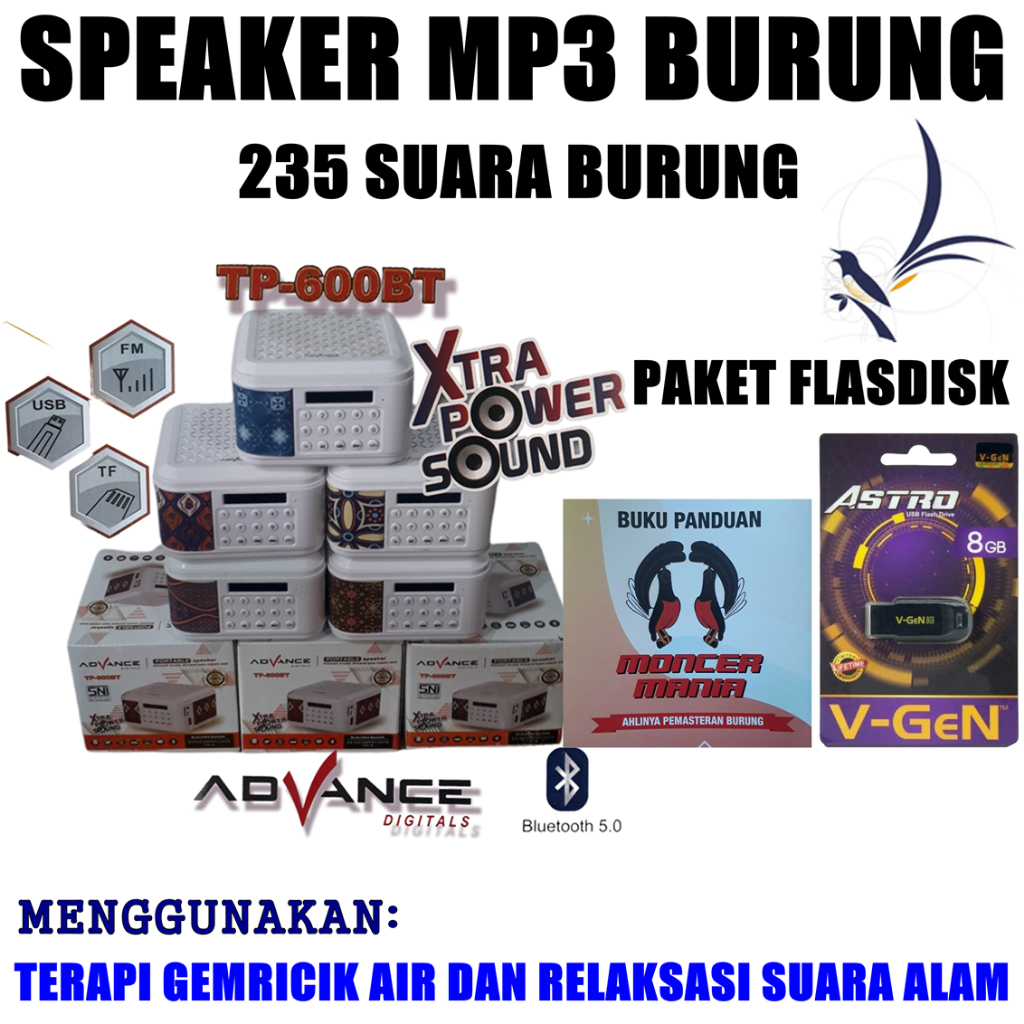 Speaker Advance Tp600bt Masteran Burung Moncer Mania 235 285 300 336 424 Isian Suara Burung Dengan P
