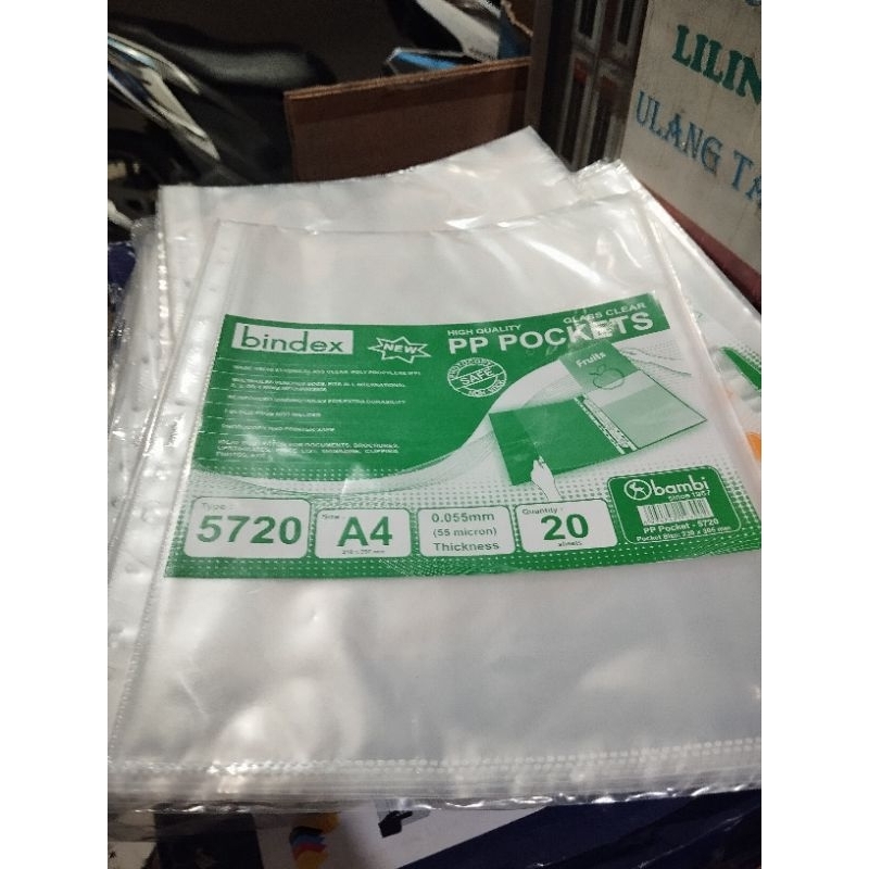 

PP pockets bindex type 5720 A4 1 pack isi 20 sheets