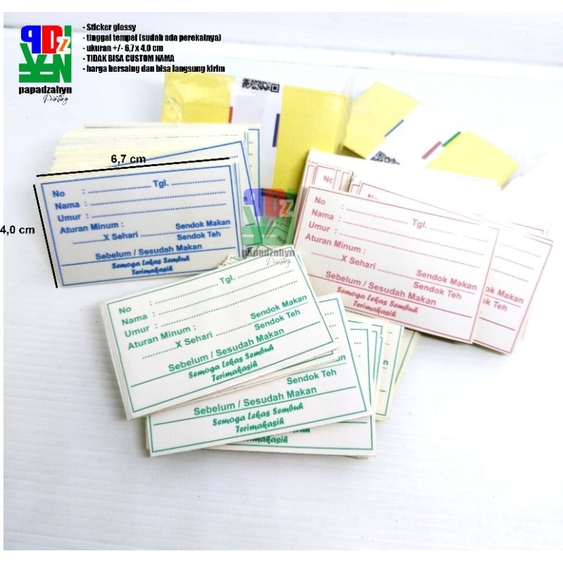 

Sticker/etiket obat sirup isi 100 pcs ukuran 6,7x4,0 cm NO CUSTOM