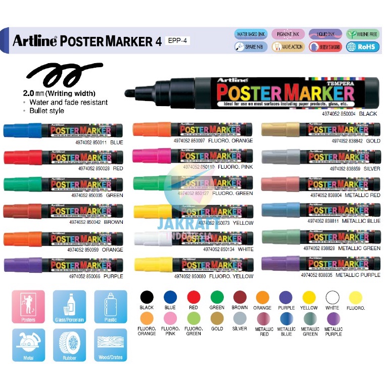

COBAIN YUK 1 Pcs Spidol Graffiti Mural Dinding Kaca Papan Tulis 2 mm ARTLINE Poster Marker EPP4 Whiteboard White Board Glassboard Glass Board Bisa Dihapus