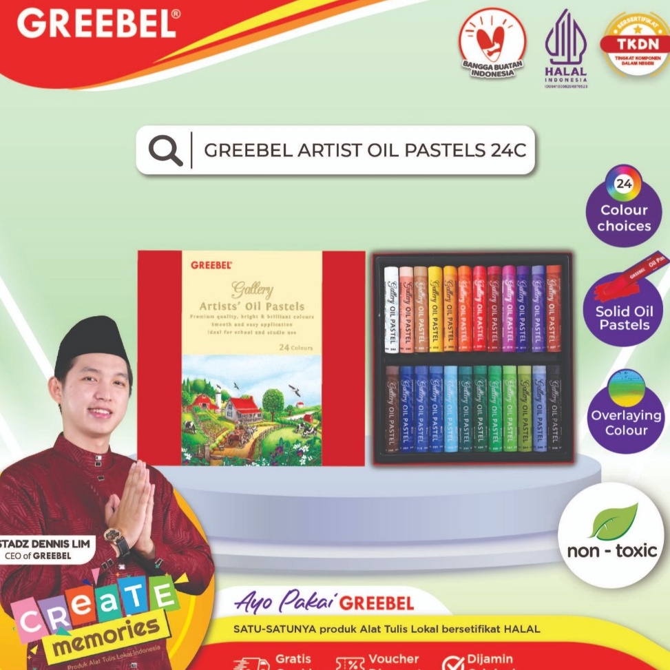 

GREEBEL Crayon Krayon ARTIST OIL PASTEL 24 Warna tdk berdebu cerah utk Anak Sekolahprofessional tdk beracun t F4J9