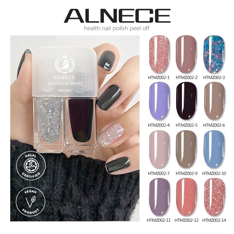 YJG- ALNECE 2IN1 KUTEK HALAL PEEL OFF KUTEKS 2 TONE KUTEK KOREA kutek halal muslimah Gel Nail polish